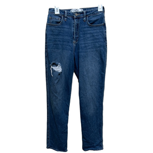 Hollister Blue Distressed High Rise Curvy Straight Jeans Size 25 Classic Denim